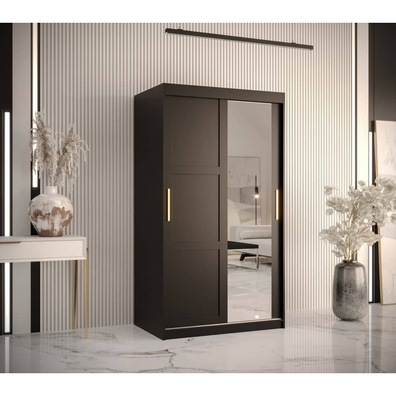 Artimizia 2 Door Wardrobe, 200cm H x 100cm W x 62cm D, Black