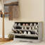 Petit banc à chaussures moderne blanc antique pour le vestibule, tiroir de chambre à coucher rabattable, tablette ajustable, rangement spacieux, peu encombrant, banc confortable, style, armoire d'entrée ventilée à 3 niveaux