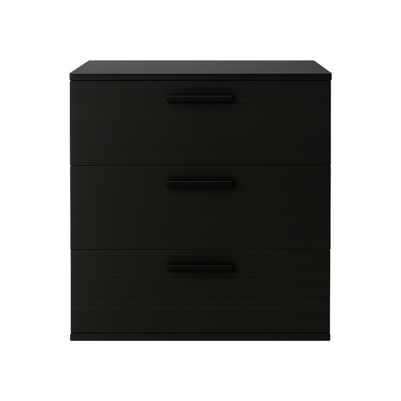 Commode noire à trois tiroirs Morgan