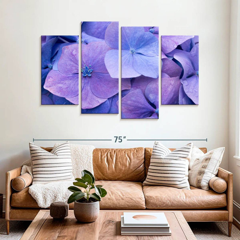 Hortensias mauves Harnek, H 42 po x l 68 po