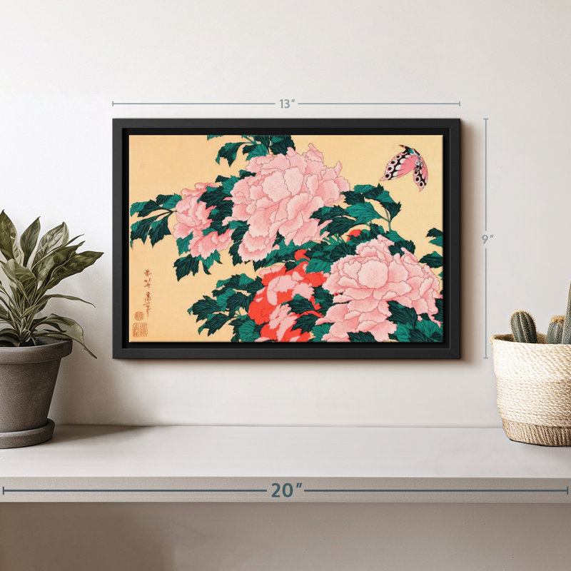 Impression sur toile pivoines et fleurs, H 9 po x l 13 po