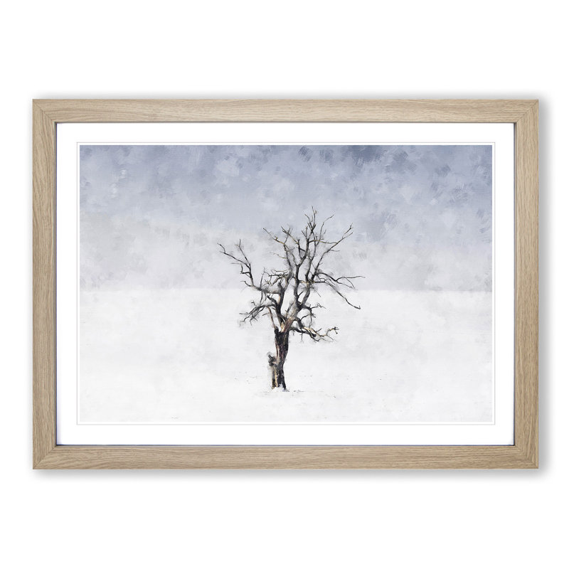 Winter Tree - Picture Frame Painting Print, Oak Framed, 62cm H x 87cm W x 2cm D
