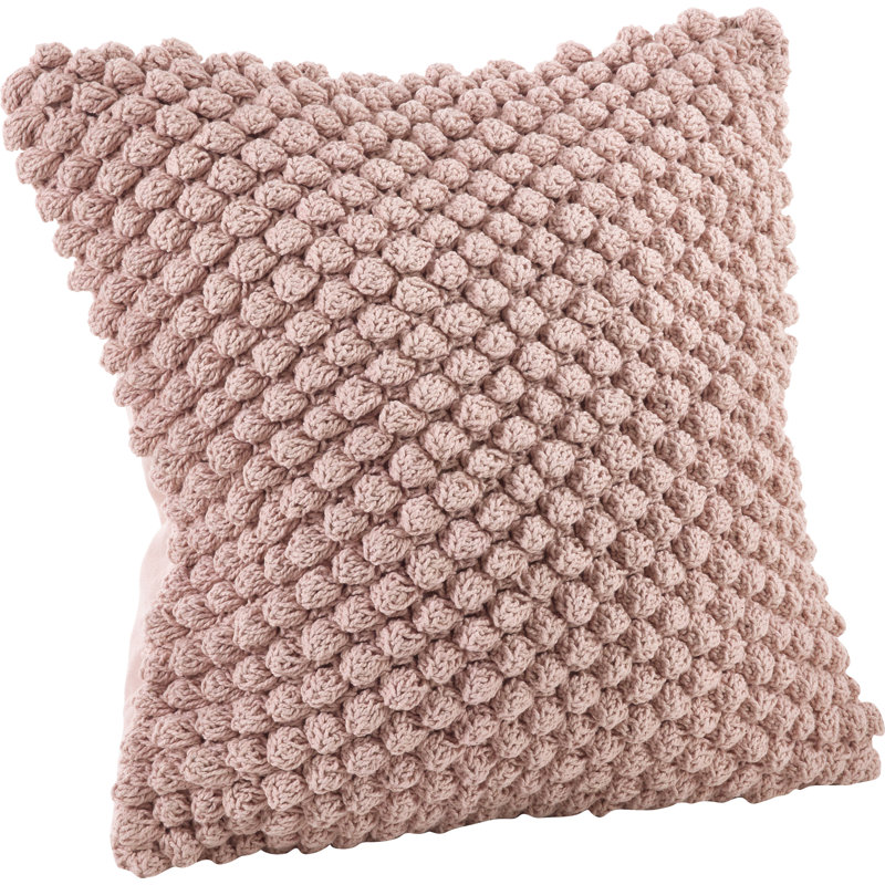 Camargue Cotton Feather 20" Throw Pillow, Pink, 20" H x 20" W