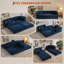 Canapé-lit convertible 5 en 1 en velours côtelé de 200 cm (79 po), futon sans accoudoirs, 4 oreillers et porte-gobelets, bleu-47482632