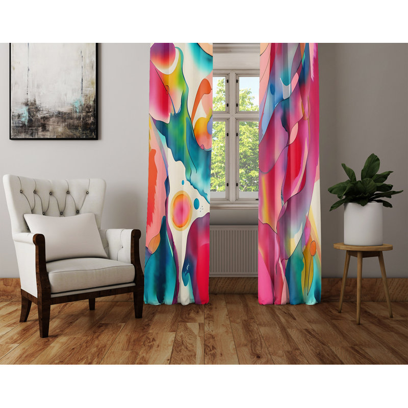 Paire de rideaux semi-transparents en polyester Dionis, L 56 po x L 78 po