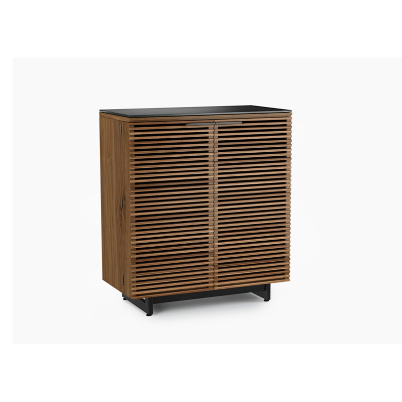 Corridor Glass Bar Cabinet, Natural Walnut