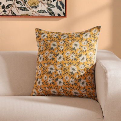 Housse et insert de coussin carré en lin tournesol