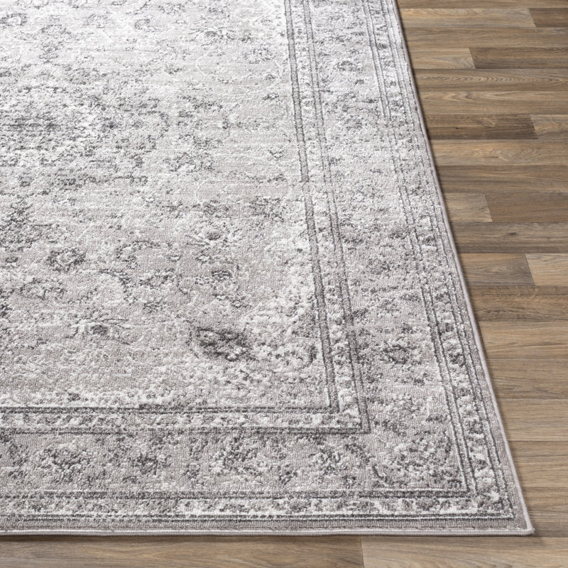 Tapis oriental gris clair / gris anthracite / blanc Kucera, Rectangle 7 pi 10 po x 10 pi 3 po