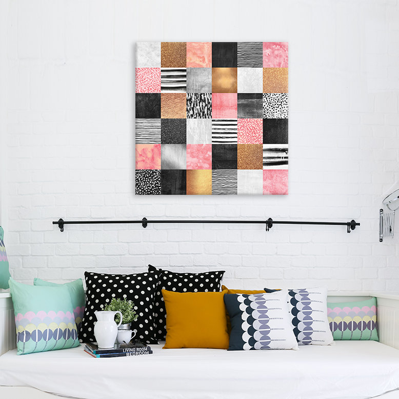 « doux quilt », impression sur toile tendue, H 12 po x l 12 po x P 0,75 po, Toile tendue, Pas de tapis