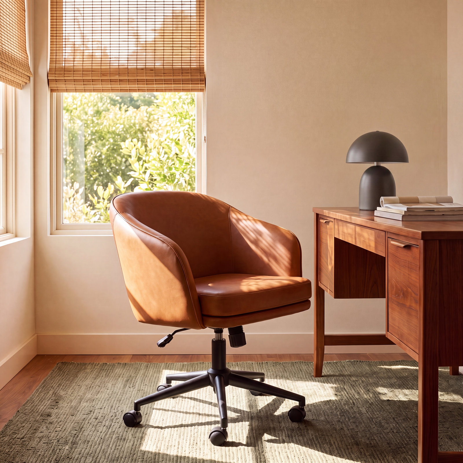 Toscani Office Chair with Lumbar Support, Brown Faux Leather