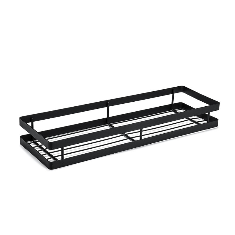 Wall Stainless Steel Spice Rack, Black, 7cm H x 40cm W x 12.5cm D