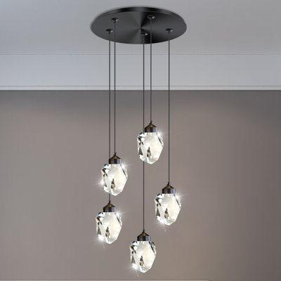 Surens 5 - Light LED Teardrop Pendant Light Kitchen Island Crysta Chandelier for Dining Room