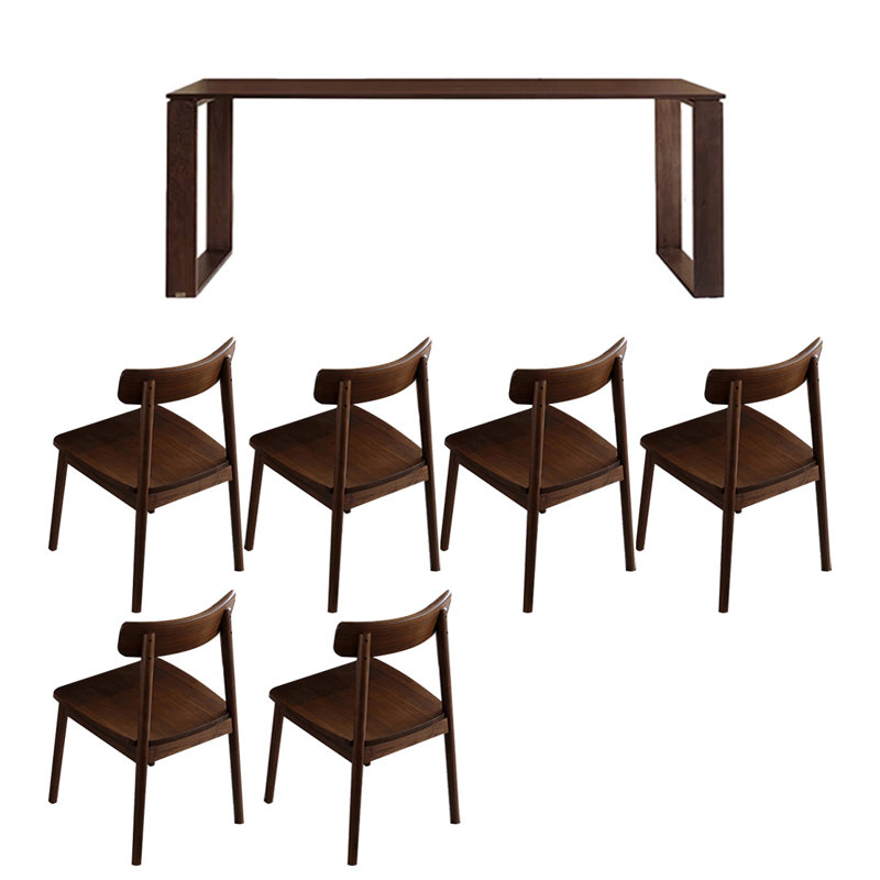 The classic black walnut dining table set, 29.52"H x 82.67"L x 31.49"W