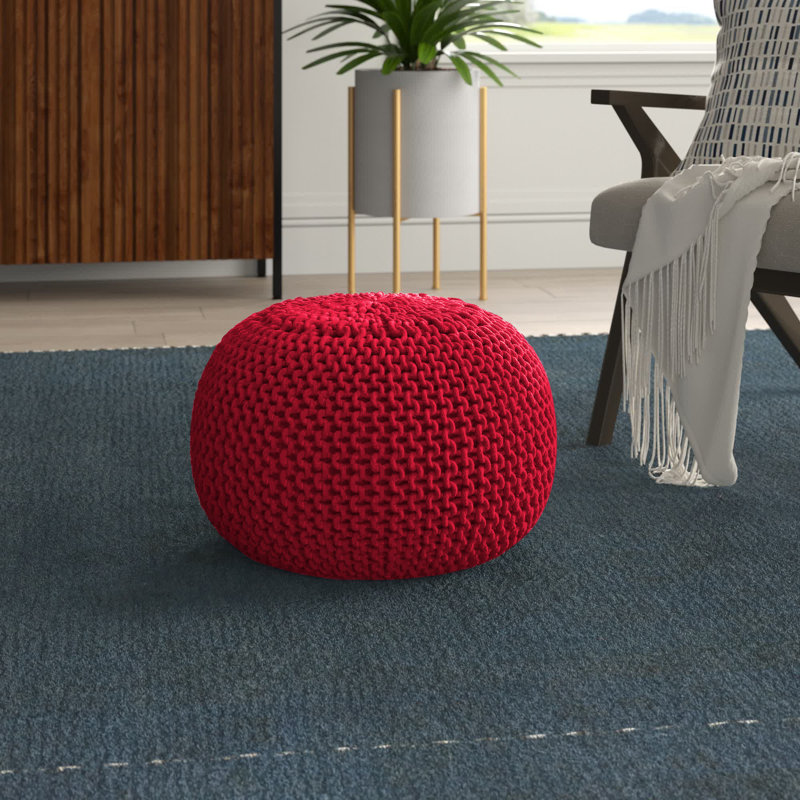 Odriscoll Upholstered Pouf, Red