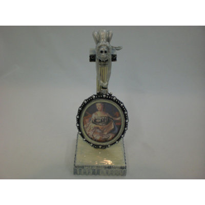 Bilmar White Enamel Over Pewter Beaded Picture Frame
