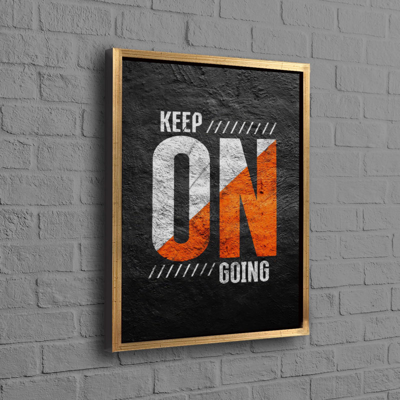 Citation inspirante «Keep Going», art mural sur toile de coton durable avec design 3D idéal pour la salle de sport ou la décoration intérieure