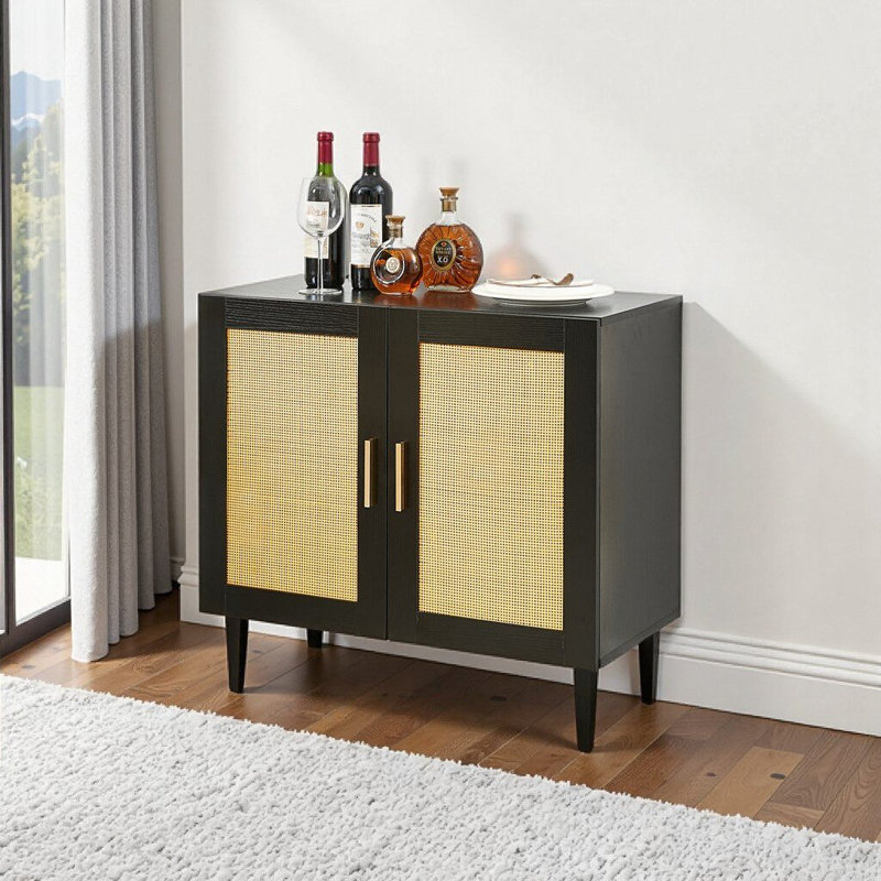 Armoire de rangement en rotin naturel avec tablettes réglables - Buffet moderne pour salon, chambre à coucher, entrée et salle à manger