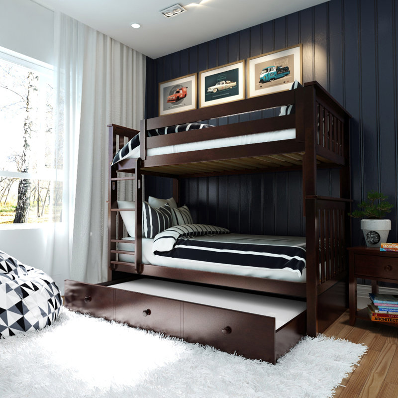 Ravenwood Kids Bunk Bed with Trundle, Twin over Twin, Espresso