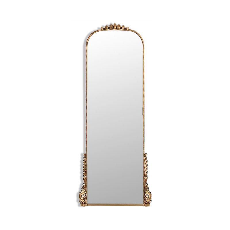 French-Style Vintage Carved Arched Large-Sized Stand Mirror With Frame, 67.72" x 27.56"