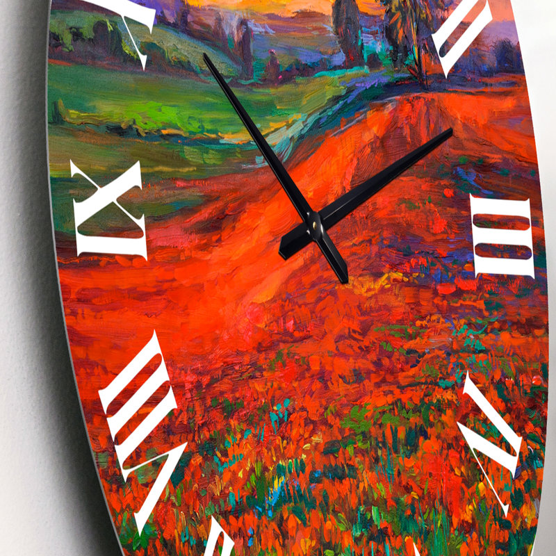 «Blossoming Poppy Fields pendant le coucher du soleil d'été», Petit