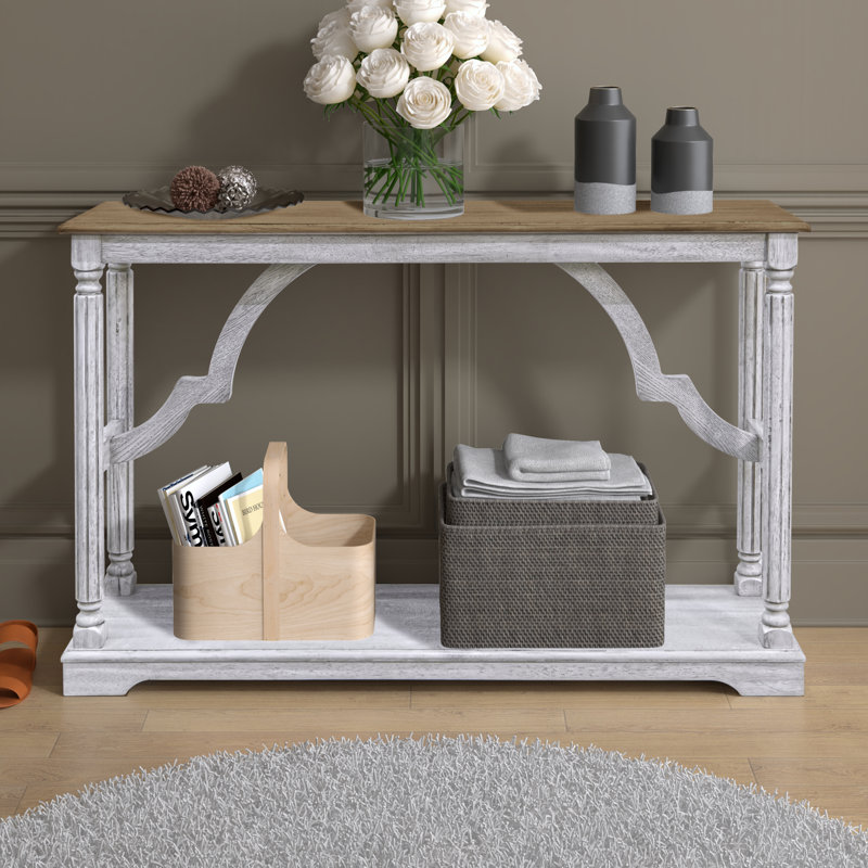 Console en bois massif 45,9 po Allanton, Chêne antique / blanc antique