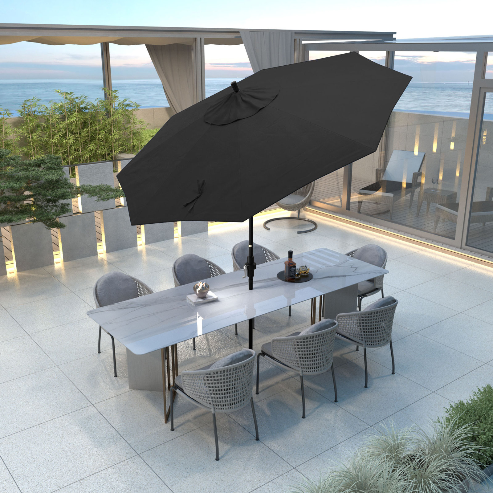 Savi 9' Umbrella, Black - Pacifica