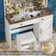 Coiffeuse 43,3 ", table de maquillage avec grand miroir et bande lumineuse à DEL