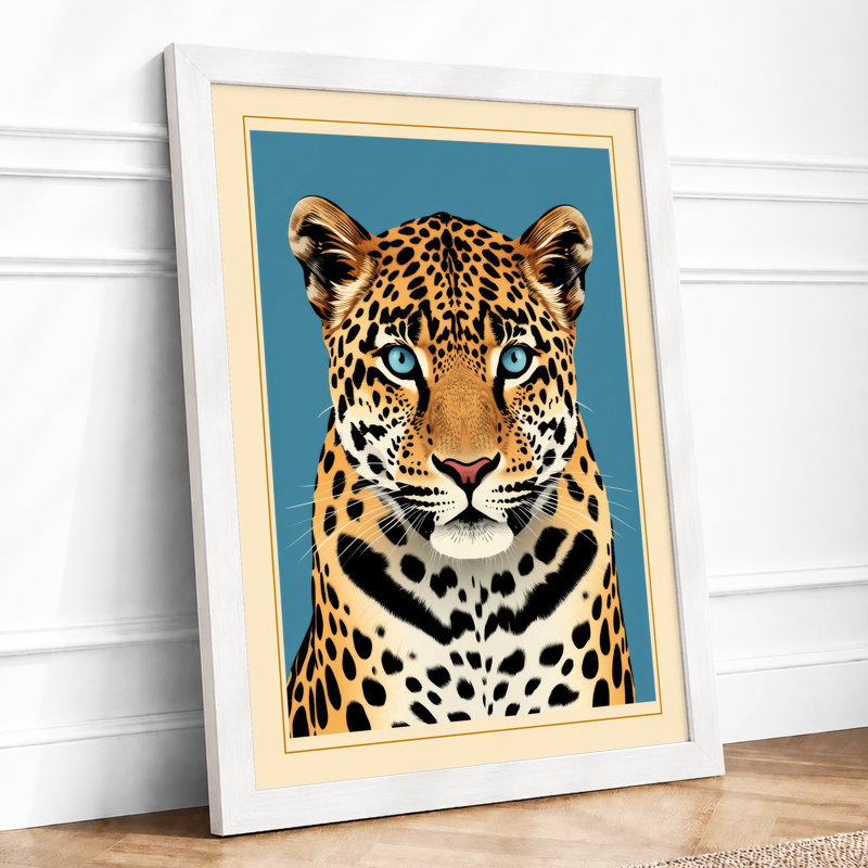 Leopard Gaze Modern - Framed Print, A1 - 84.1 x 59.4 cm, White