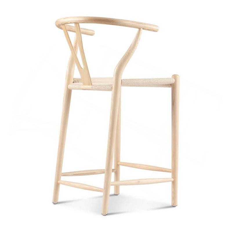 Tabouret de comptoir Wishbone, Bois de frêne naturel