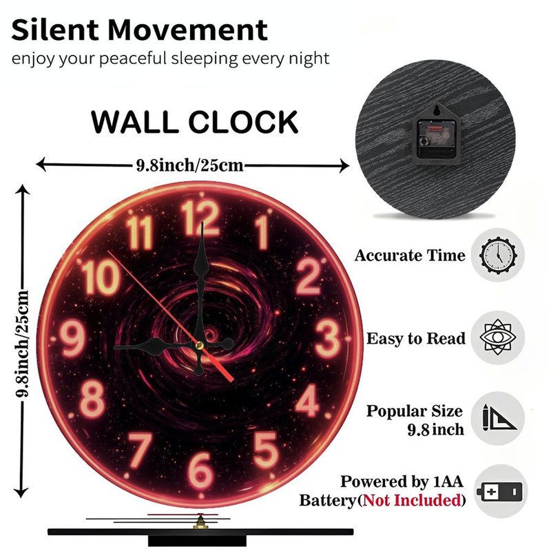Horloge galaxie à chiffres lumineux