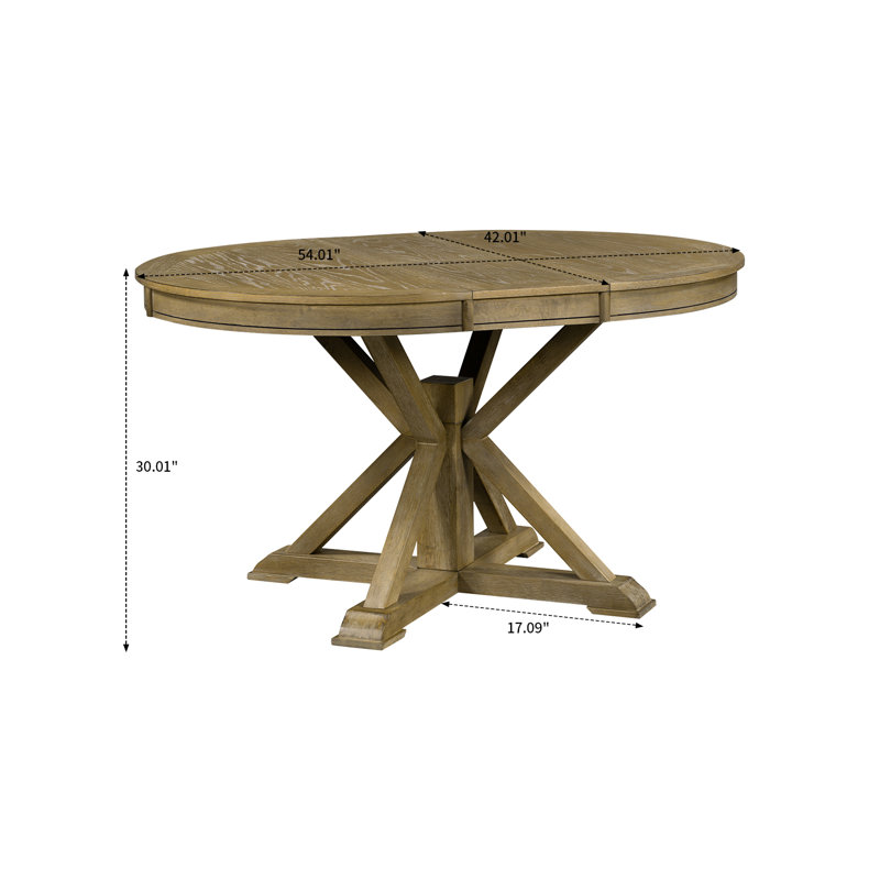Babacer 54.01 L x 42.01 W Dining Table with Removable Leaf and Wooden Base For Kitchen and Dining Room, Dining Area