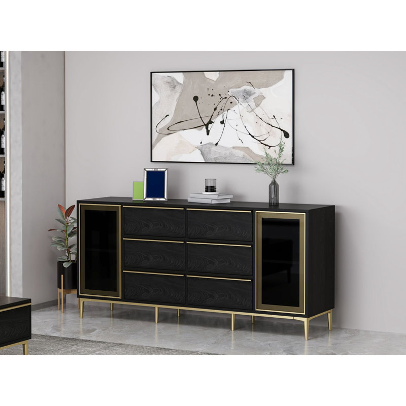 Minerva 85cm Sideboard, Black