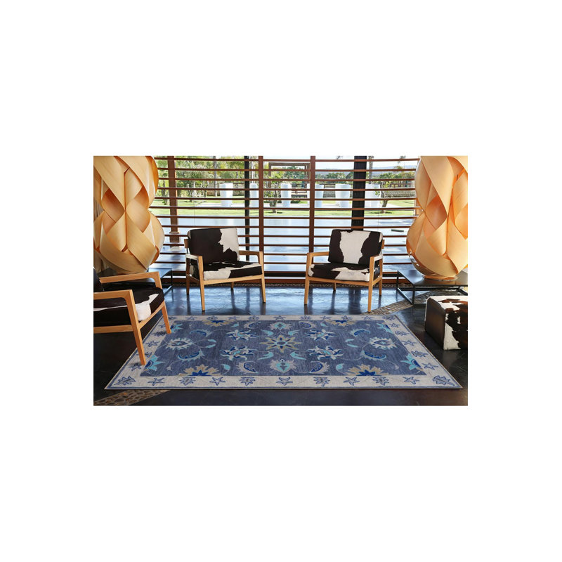 Tapis tissé à motif d'étoile et de feuille, Sous-tapis rectangulaire de 3 pi 3 po x 4 pi 11 po