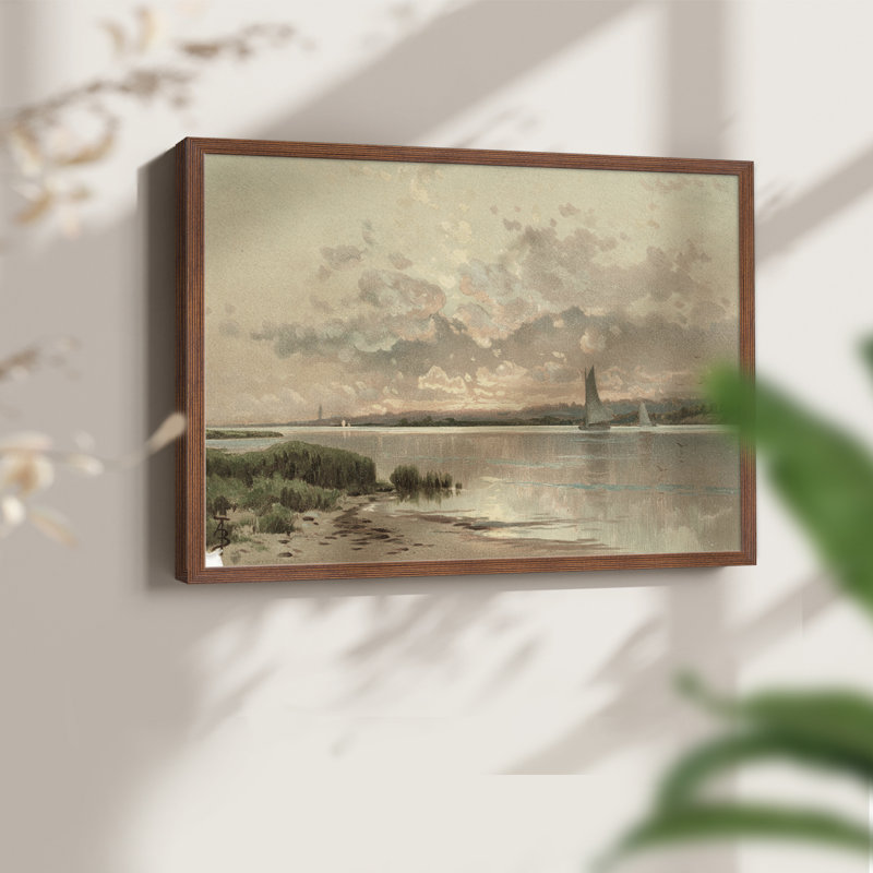 Paysages rétro-CDIX - reproduction encadrée, H 11 po x l 14 po, Noyer