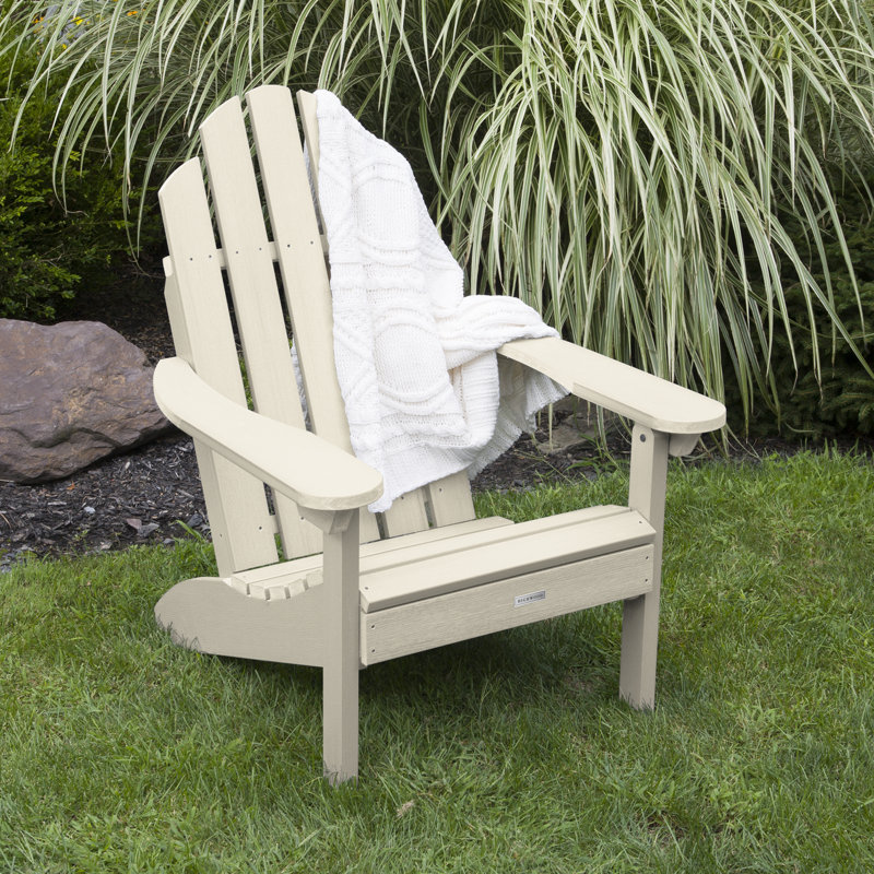 Chaise Adirondack en plastique avec table Anette, Blanc délavé