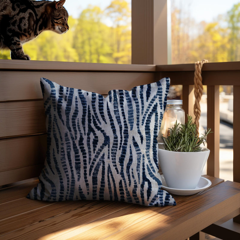 Navy Blue Abstract Animal Print Pillow Cover, 17"H x 17"W, Square