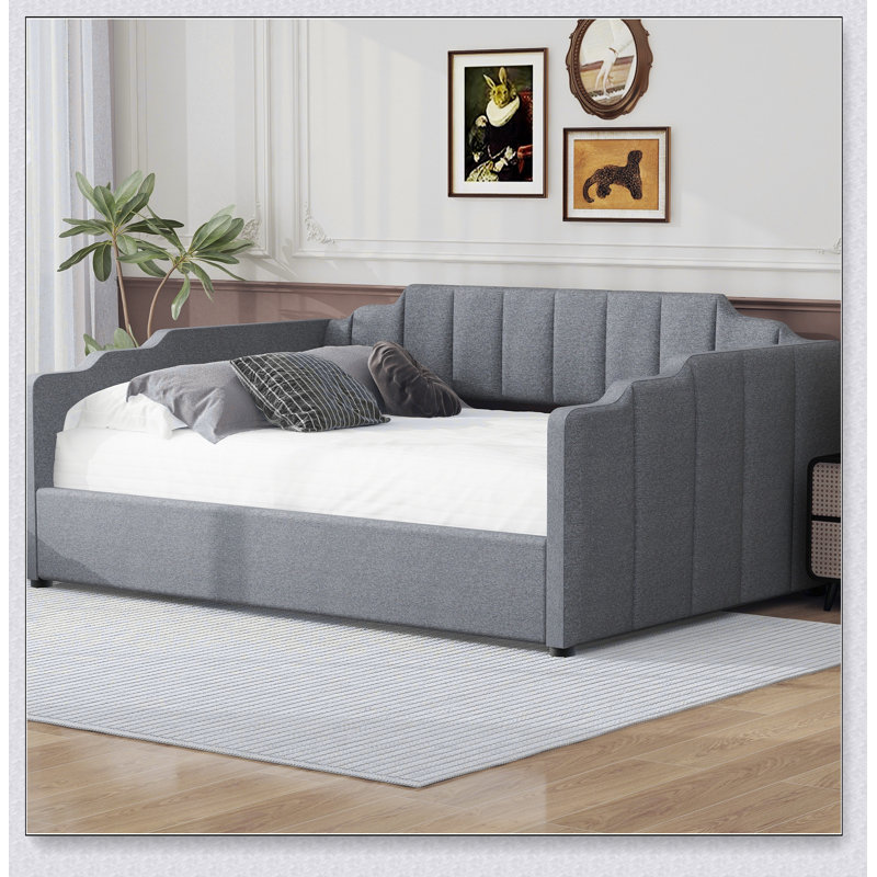 Upholstered Daybed With Underneath Storage, Gray
