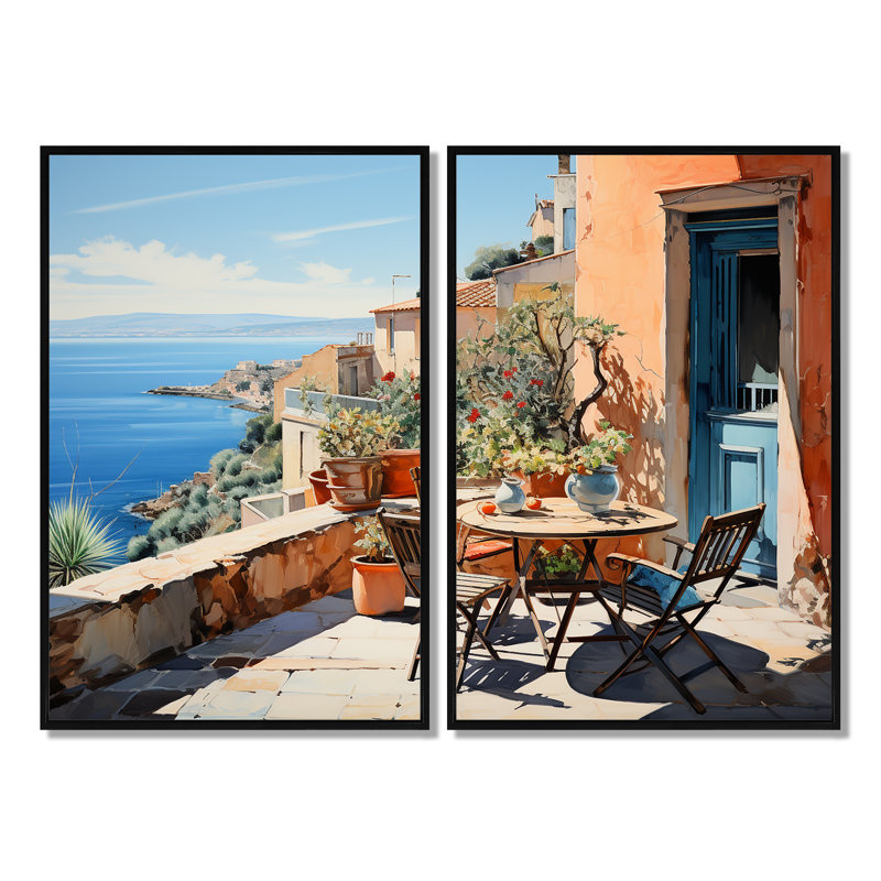La Dolce, côte italienne IV - art mural traditionnel, H 36 po x l 48 po, Impression encadrée flottante sans passe-partout