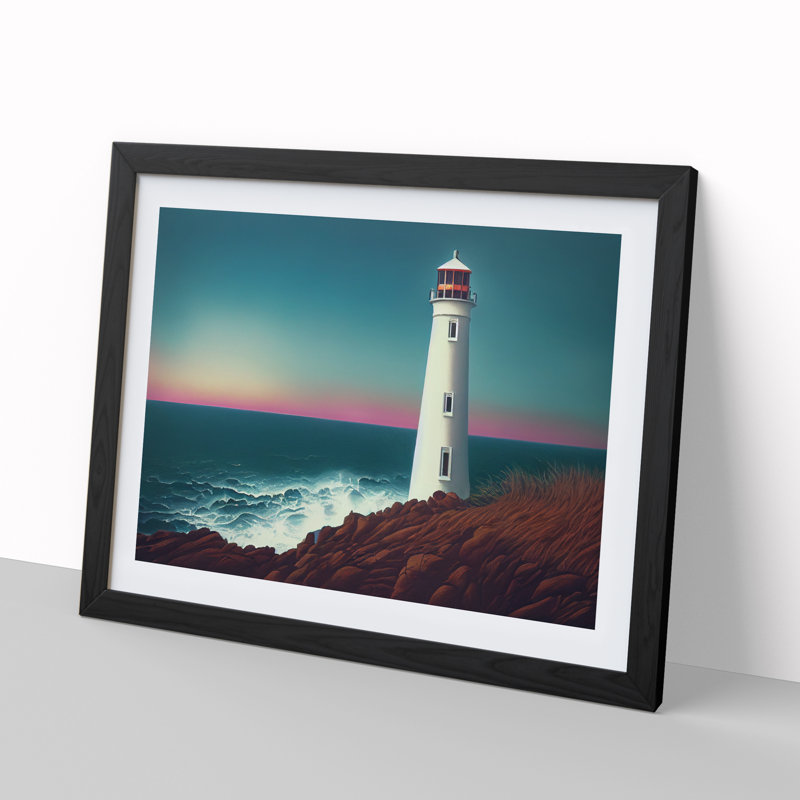 Classic Lighthouse Sunrise - Framed Print, Black, 46cm H x 64cm W x 2cm D