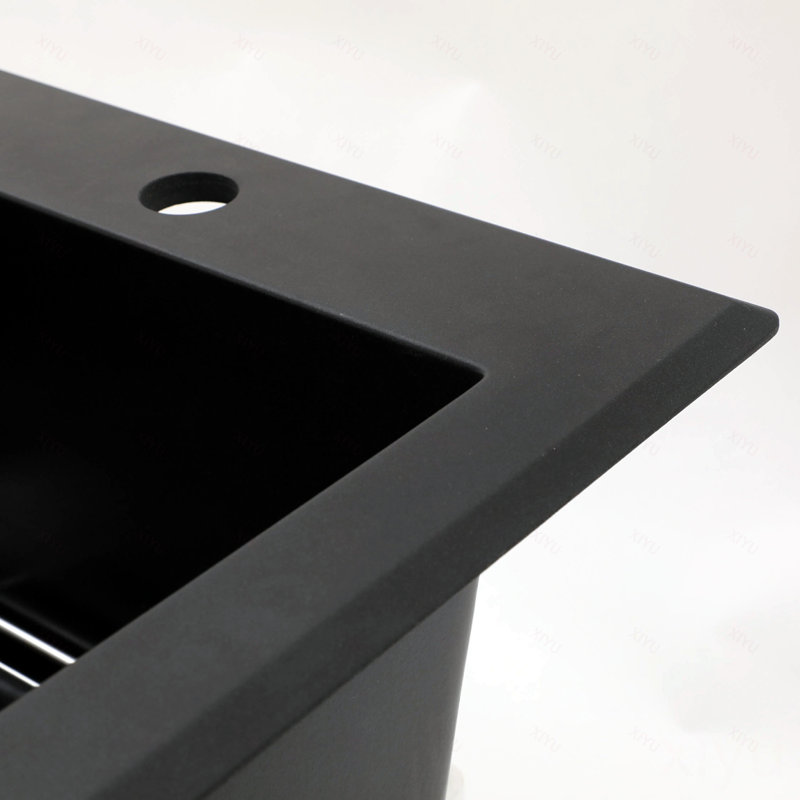 Quartz Kitchen Sink - 33"x22"x9.65" Black granite composite Drop in kitchen sink, 33"