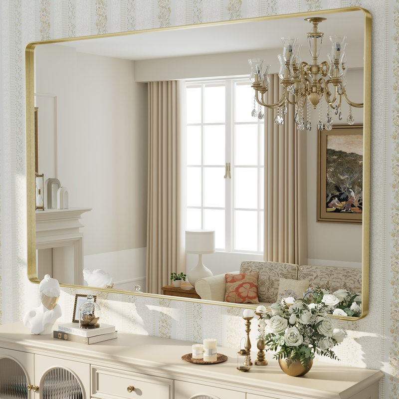 Miroir mural Aevar, Or brossé, 60 po x 40 po