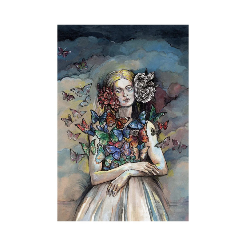 Butterfly Woman by Fanitsa Petrou - Wrapped Canvas Print, 20.32 cm H x 30.48 cm W