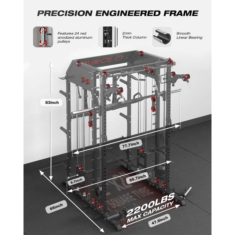 Support électrique Mikolo, machine Smith 10-en-1, presse-jambes et système à double poulie pour la salle de gym à domicile