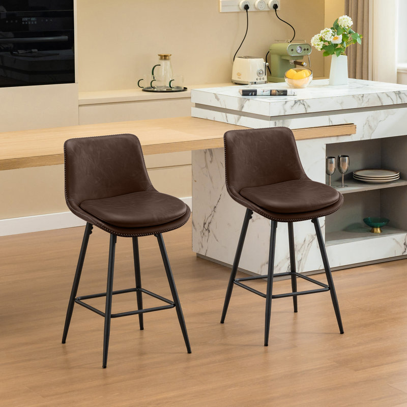 Tabouret de comptoir Janayshia, Tanné, Ensemble de 2, Tabouret de comptoir (siège d'une hauteur de 26 p
