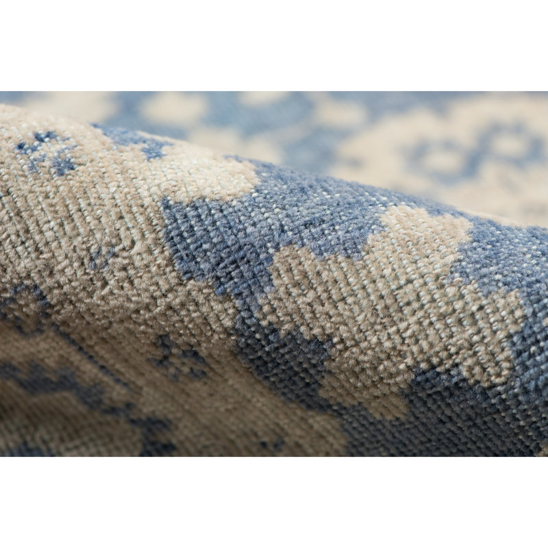 Ainsley Lake Blue Hand-Knotted Wool Blend Area Rug 2'x3'