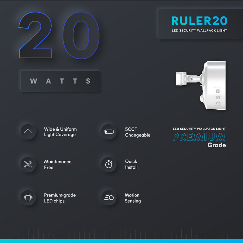 Projecteur à DEL mince - 2 000 lumens - 5 tasses au choix 2700K-5000K, Blanc
