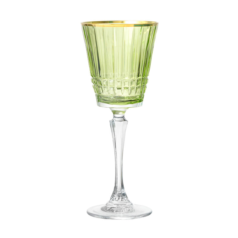 Cristine Gold Rim White Wine Glass, Set Of 4, Green