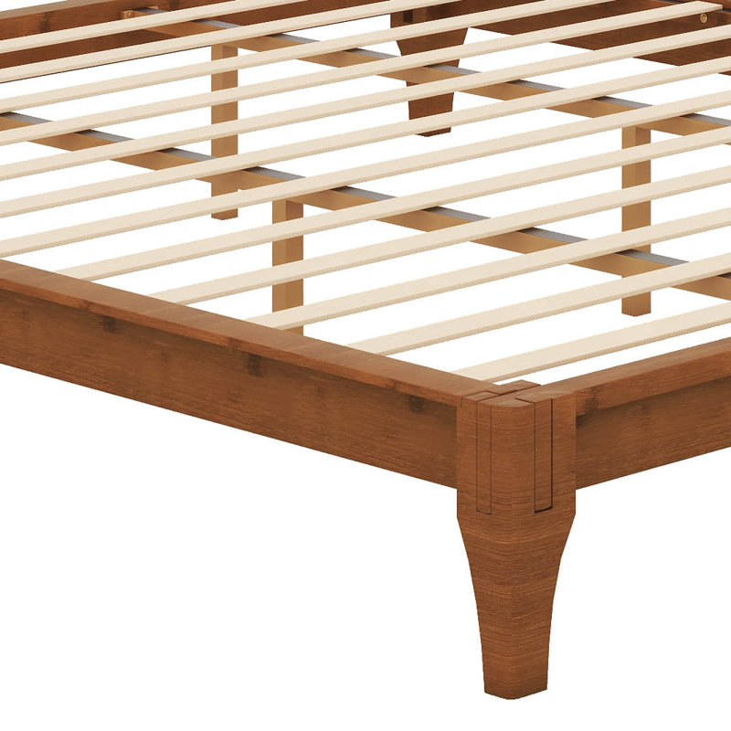 Structure de lit très grand 12 po, structure de lit plateforme en bois de bambou sec solide, support de lattes en bois robuste, aucun sommier nécessaire