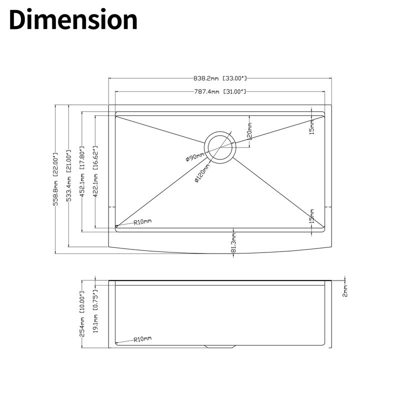 Style Kitchen Sink With Stainless Steel Apron And Workstation 33X22x10" - Matte Black, Integrated Ledge Feature, Upgrade Your Vibration- Design, Smooth Operation