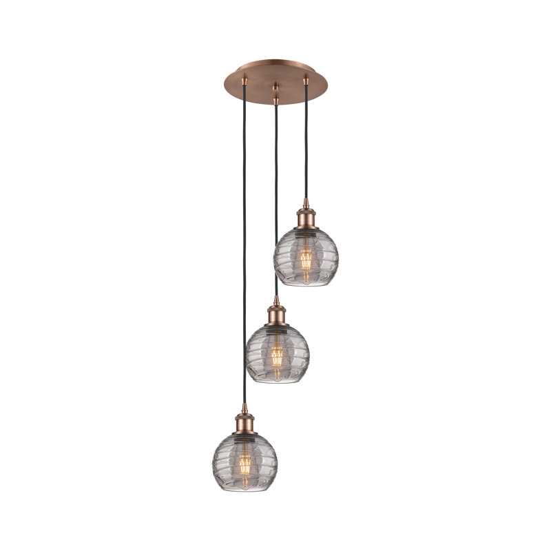 Luminaire suspendu 3 lumières Ellington, H 25,13 po x l 12,38 po x P 12,38 po, Cuivre antique
